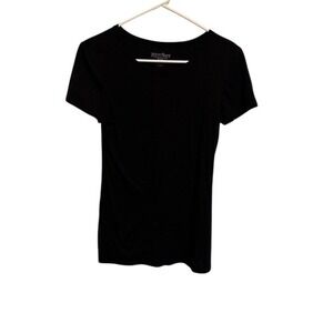 Perfect Womens Short Sleeve Crewneck Basic Tee Black Slim Fit Size Medium